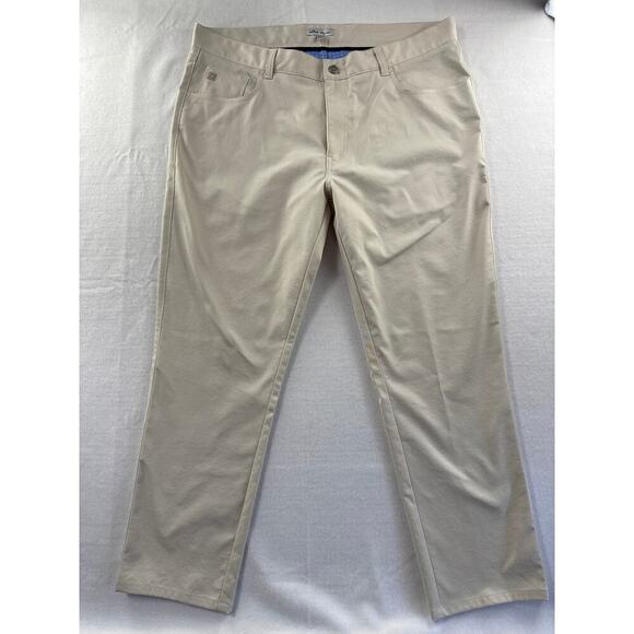 Men’s Peter Millar Beige Flat Front Dress Pants Sz 38/32 - Picture 1 of 6